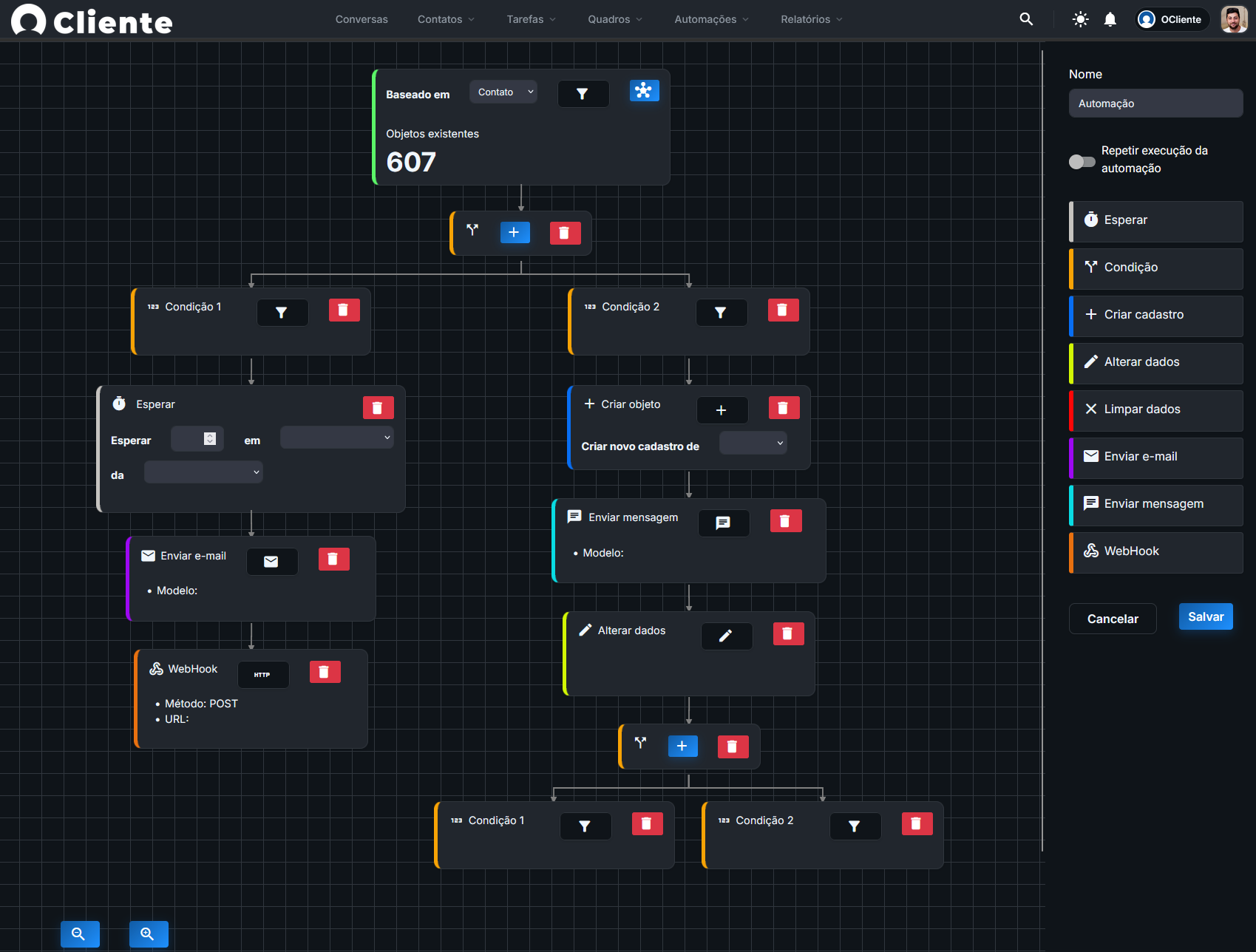 OCliente CRM Dashboard